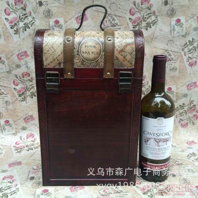 【興源木制工藝品廠家直銷木制包裝盒仿古紅酒禮盒雙支裝包裝盒JHYP-0421.5CMX13.5CMX35.5CM】義烏市森廣電子商務商行 - 產品庫